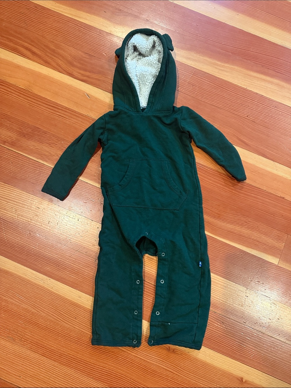 Kickee Pants Forest Green Hooded Sherpa-Lined Footie